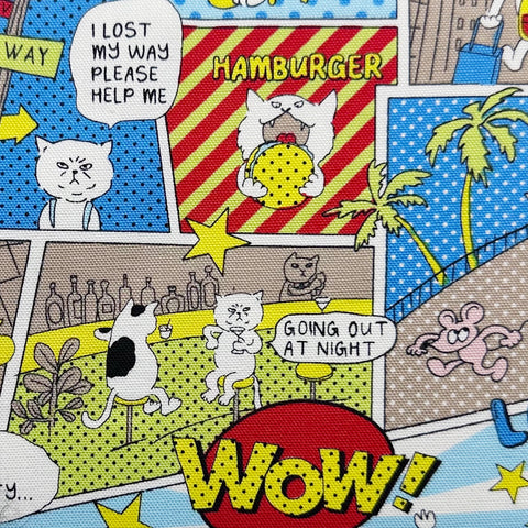 Grumpy Cat Comic Print Cotton Oxford Fabric in Bright, Made in Japan