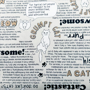 Grumpy Cat Print Cotton Oxford Fabric in Ecru, Made in Japan