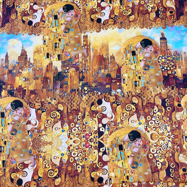 Gustav Klimt Digital Print Cotton Canvas Panel 23362, Stenzo Textiles Imported from the Netherlands