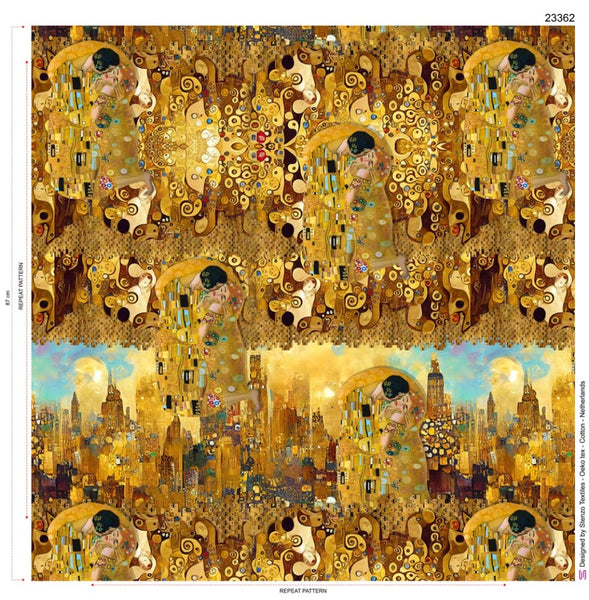 Gustav Klimt Digital Print Cotton Canvas Panel 23362, Stenzo Textiles Imported from the Netherlands