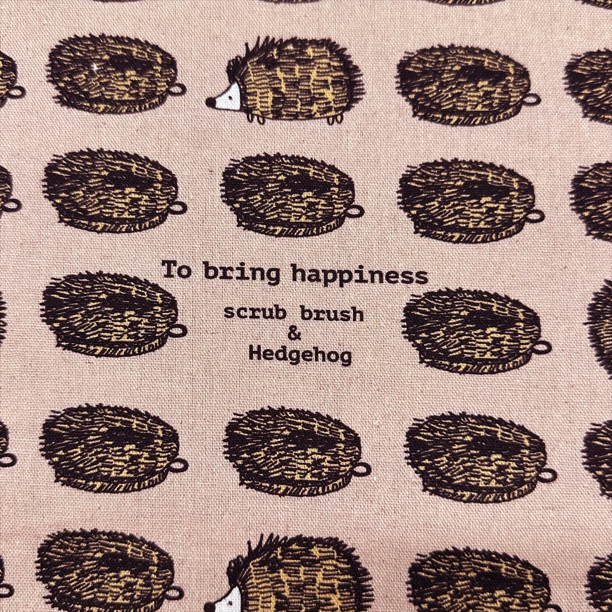 Hedgehog Scrub Brushes Canvas Fabric in Latte Brown - Cotton Linen Blend by Cotton Kobayashi