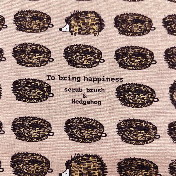 Hedgehog Scrub Brushes Canvas Fabric in Latte Brown - Cotton Linen Blend by Cotton Kobayashi
