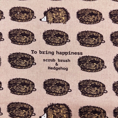 Hedgehog Scrub Brushes Canvas Fabric in Latte Brown - Cotton Linen Blend by Cotton Kobayashi