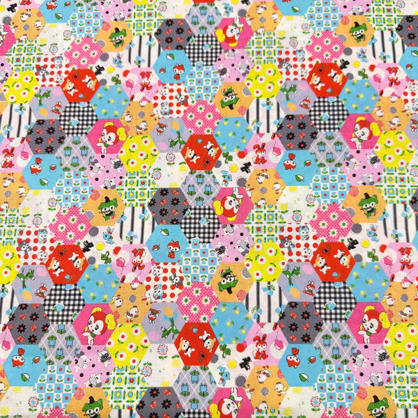 Honey Tune by Koko Seki Cotton Fabric, Animal Patchwork in Black