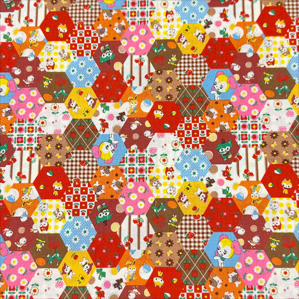 Honey Tune by Koko Seki Cotton Fabric, Animal Patchwork in Brown