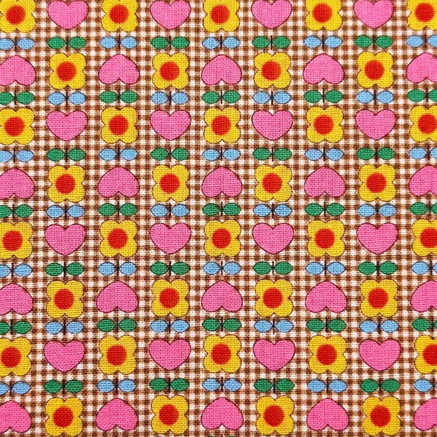 Honey Tune by Koko Seki Cotton Fabric, Heart Flower in Brown