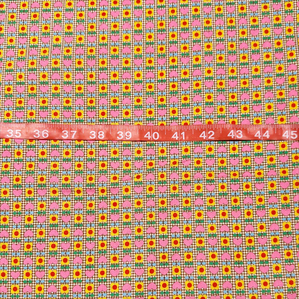 Honey Tune by Koko Seki Cotton Fabric, Heart Flower in Brown
