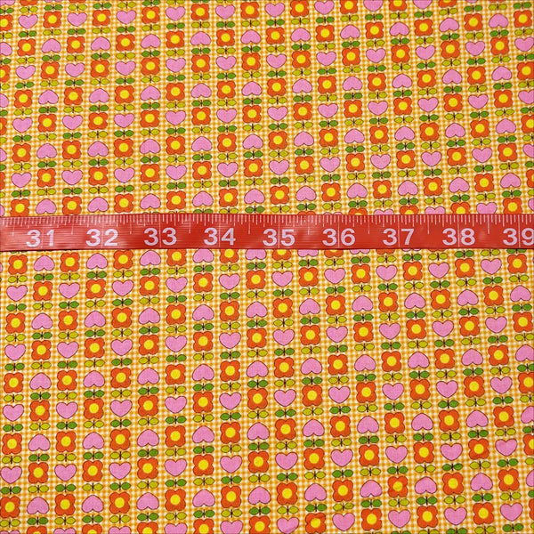Honey Tune by Koko Seki Cotton Fabric, Heart Flower in Orange