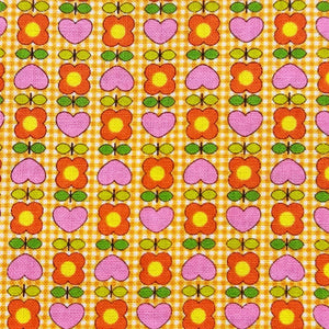 Honey Tune by Koko Seki Cotton Fabric, Heart Flower in Orange