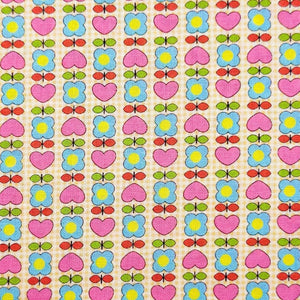 Honey Tune by Koko Seki Cotton Fabric, Heart Flower in Peach
