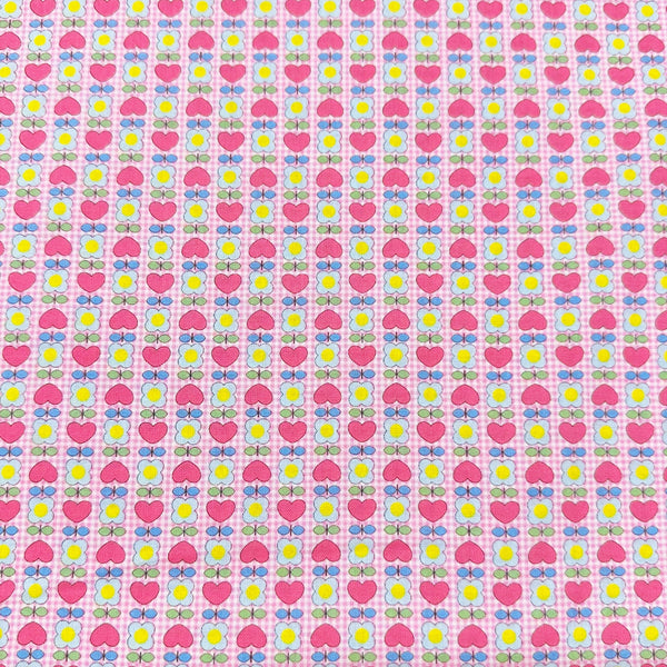 Honey Tune by Koko Seki Cotton Fabric, Heart Flower in Pink