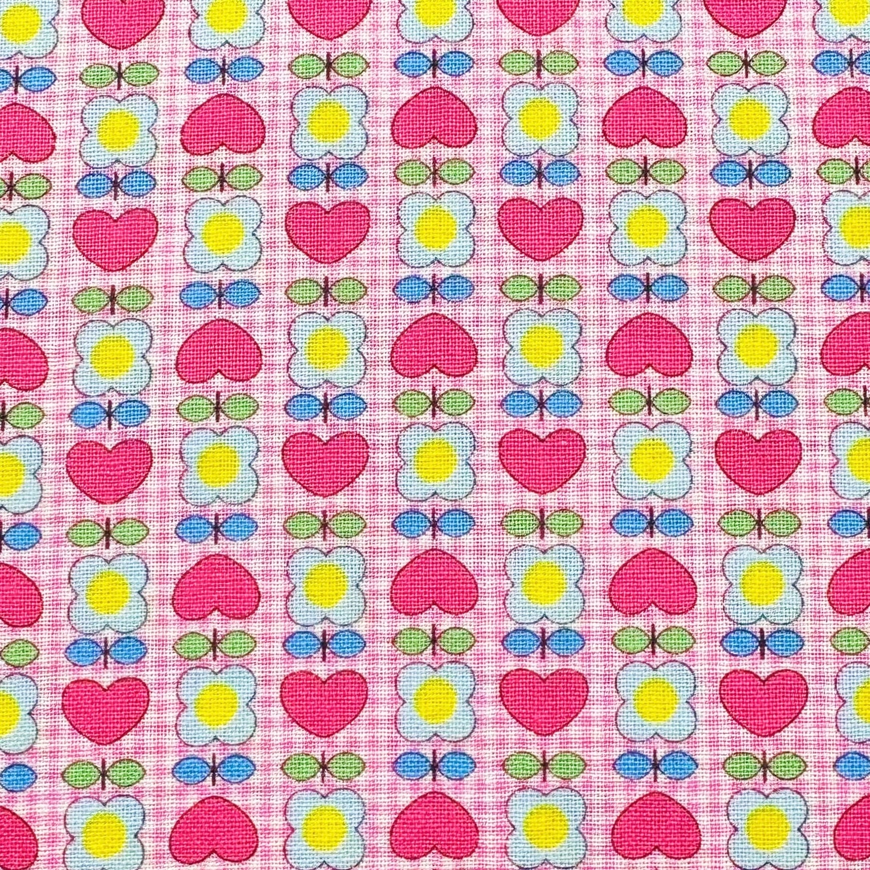 Honey Tune by Koko Seki Cotton Fabric, Heart Flower in Pink