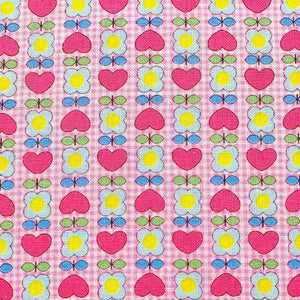 Honey Tune by Koko Seki Cotton Fabric, Heart Flower in Pink