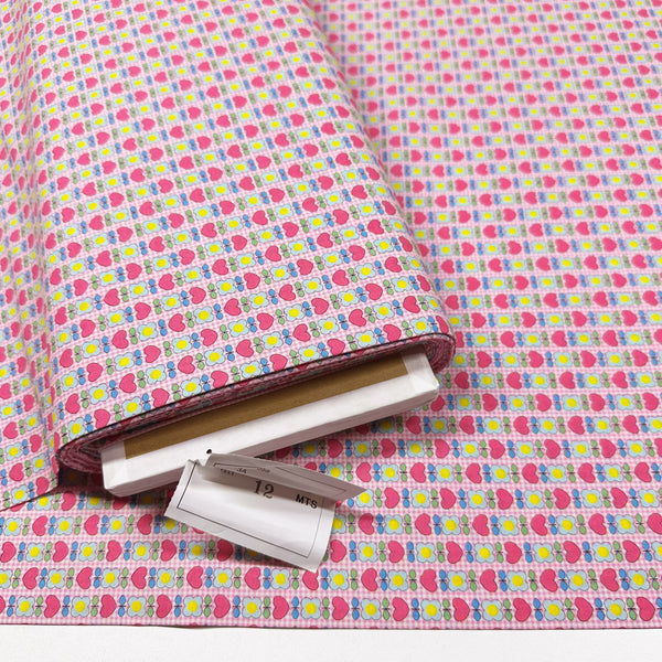 Honey Tune by Koko Seki Cotton Fabric, Heart Flower in Pink