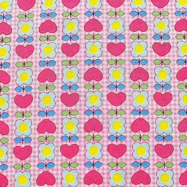 Honey Tune by Koko Seki Cotton Fabric, Heart Flower in Pink