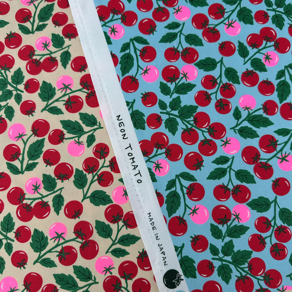 Neon Tomato Cotton Oxford Fabric in Blue, Japanese Import