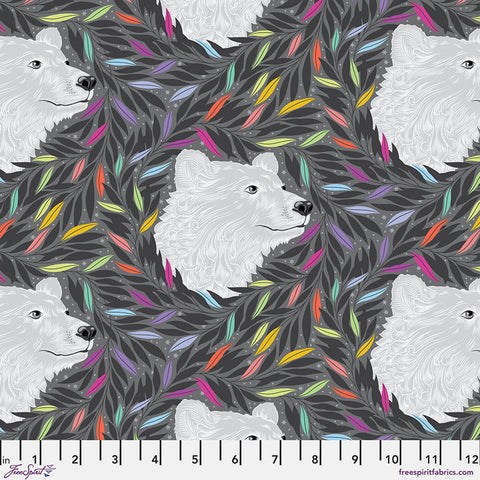 Just Bearly - Carbon || Graywork Tula Pink Cotton Fabric, Free Spirit PWTP261.CARBON