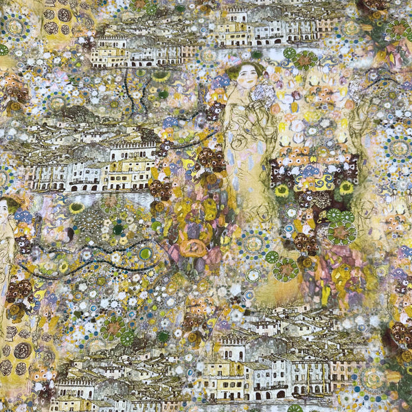 Klimt's World Cotton Jersey 4 Way Stretch Knit Fabric, Imported from the Netherlands 25023-10 Gustav Klimt