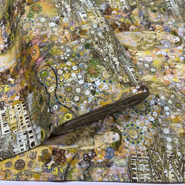 Klimt's World Cotton Jersey 4 Way Stretch Knit Fabric, Imported from the Netherlands 25023-10 Gustav Klimt