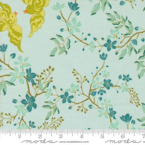 Legendary Love Lovebirds in Aqua by Sariditty, 45051 14 Moda Fabrics