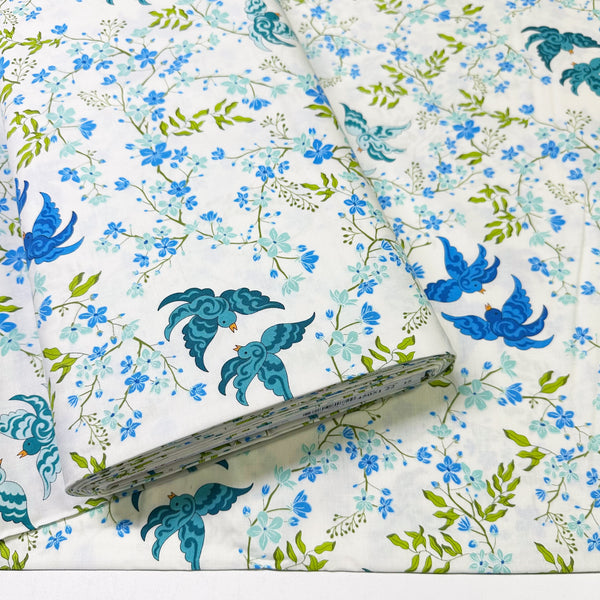 Legendary Love in Porcelain Navy by Sariditty, 45051 22 Moda Fabrics