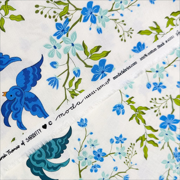 Legendary Love in Porcelain Navy by Sariditty, 45051 22 Moda Fabrics