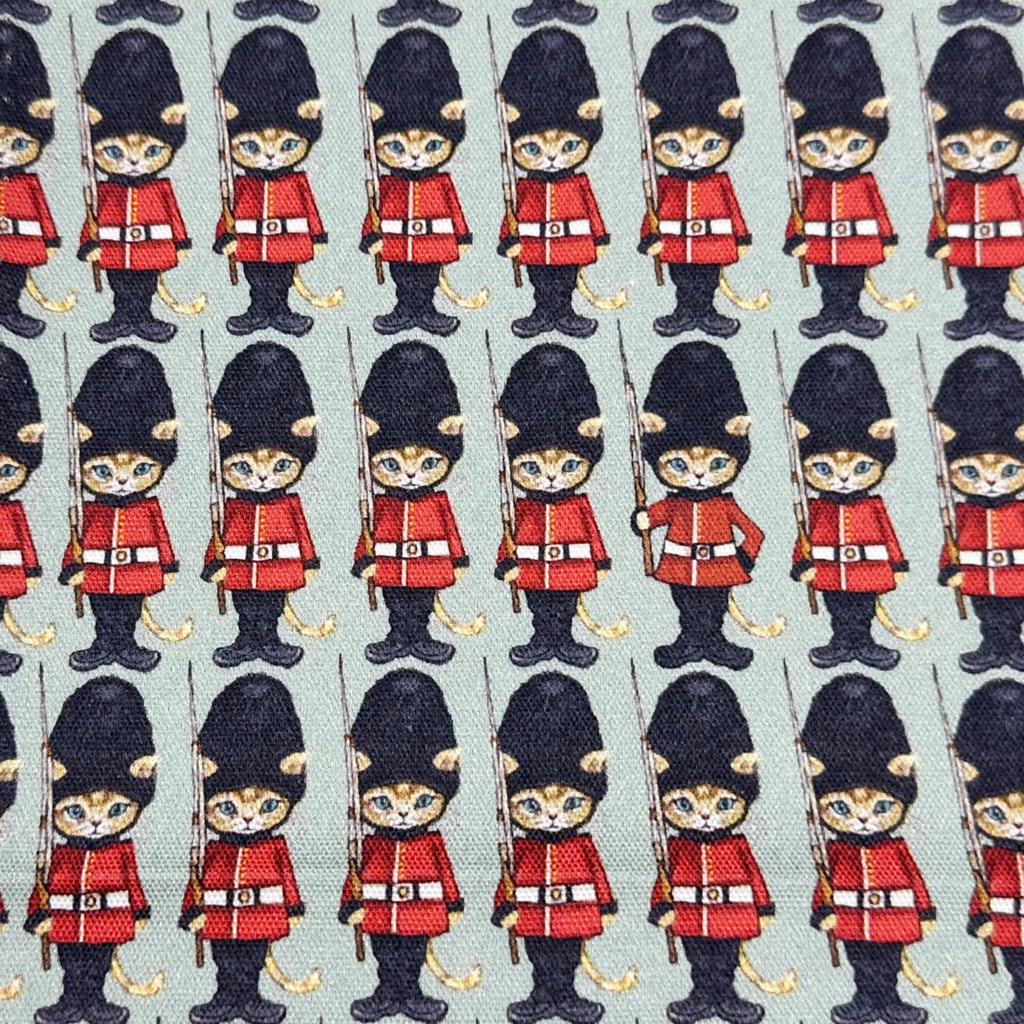 London Cat Cotton Oxford Fabric in Gray by Illustrator Ringo, Imported from Japan