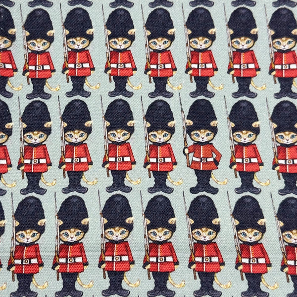 London Cat Cotton Oxford Fabric in Gray by Illustrator Ringo, Imported from Japan