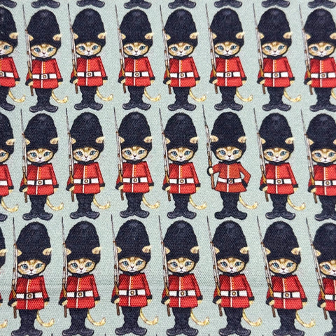 London Cat Cotton Oxford Fabric in Gray by Illustrator Ringo, Imported from Japan