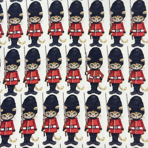 London Cat Cotton Oxford Fabric in Natural by Illustrator Ringo, Imported from Japan