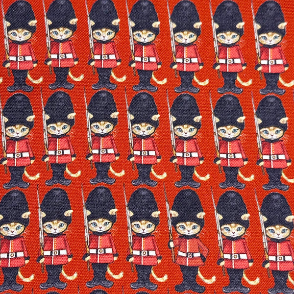 London Cat Cotton Oxford Fabric in Red by Illustrator Ringo, Imported from Japan