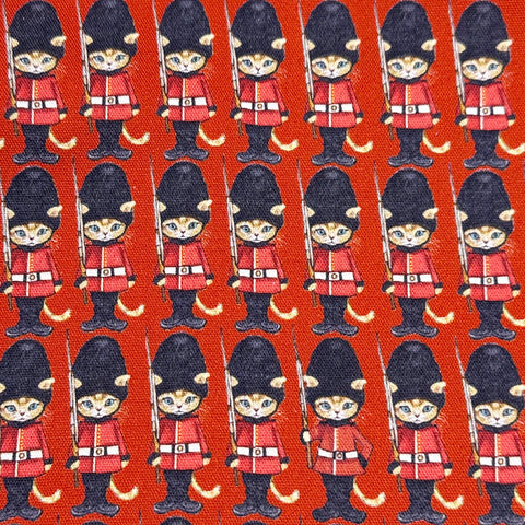 London Cat Cotton Oxford Fabric in Red by Illustrator Ringo, Imported from Japan
