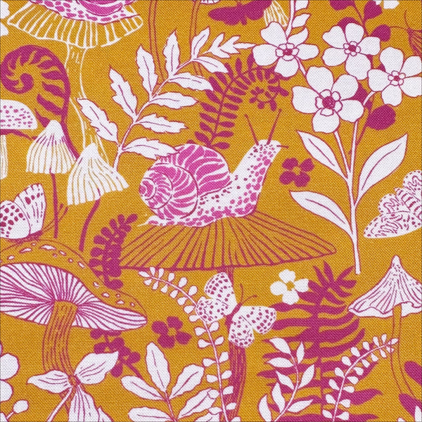Maeve Mushroom Moths in Golden by Crystal Manning, 11933 24 Moda Fabrics