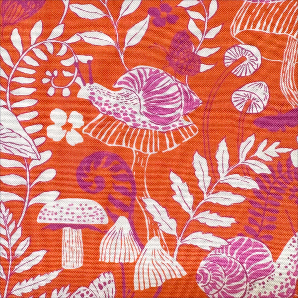 Maeve Mushroom Moths in Mandarin by Crystal Manning, 11933 28 Moda Fabrics