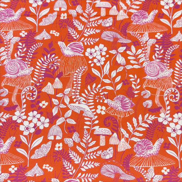 Maeve Mushroom Moths in Mandarin by Crystal Manning, 11933 28 Moda Fabrics