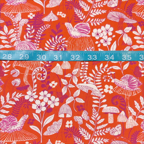 Maeve Mushroom Moths in Mandarin by Crystal Manning, 11933 28 Moda Fabrics