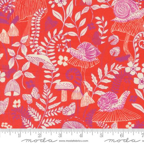 Maeve Mushroom Moths in Mandarin by Crystal Manning, 11933 28 Moda Fabrics