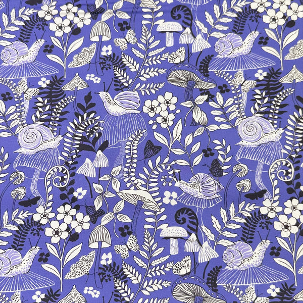 Maeve Mushroom Moths in Periwinkle by Crystal Manning, 11933 13 Moda Fabrics