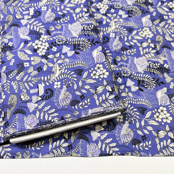 Maeve Mushroom Moths in Periwinkle by Crystal Manning, 11933 13 Moda Fabrics