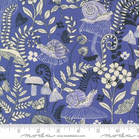 Maeve Mushroom Moths in Periwinkle by Crystal Manning, 11933 13 Moda Fabrics