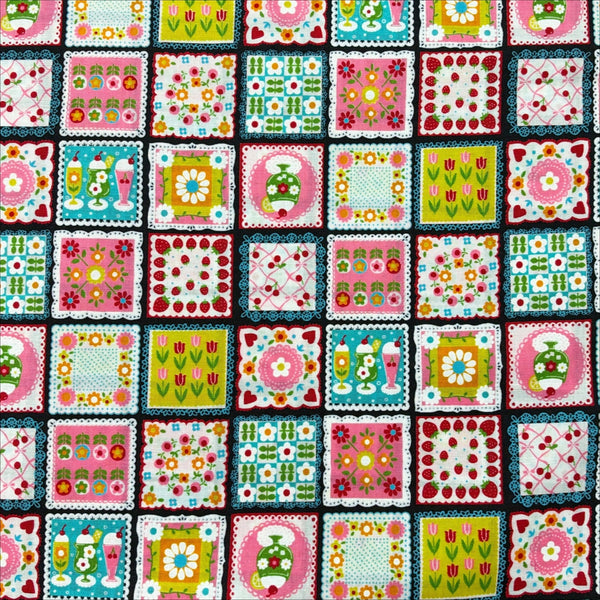 Sweet Treat Patchwork cotton fabric in black
