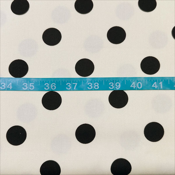 Medium Black Polka Dots on Ivory Cotton Twill fabric, Sevenberry - Imported from Japan