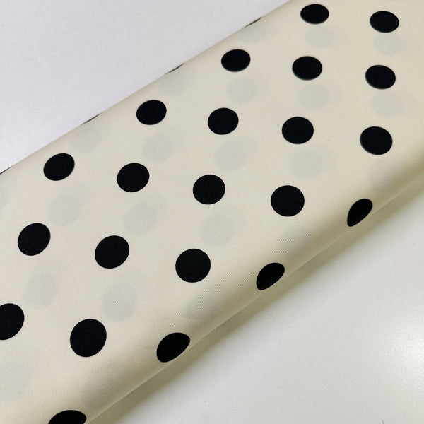 Medium Black Polka Dots on Ivory Cotton Twill fabric, Sevenberry - Imported from Japan
