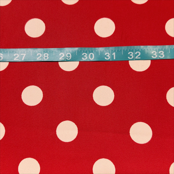 Medium Polka Dots on Red Cotton Twill fabric, Sevenberry - Imported from Japan