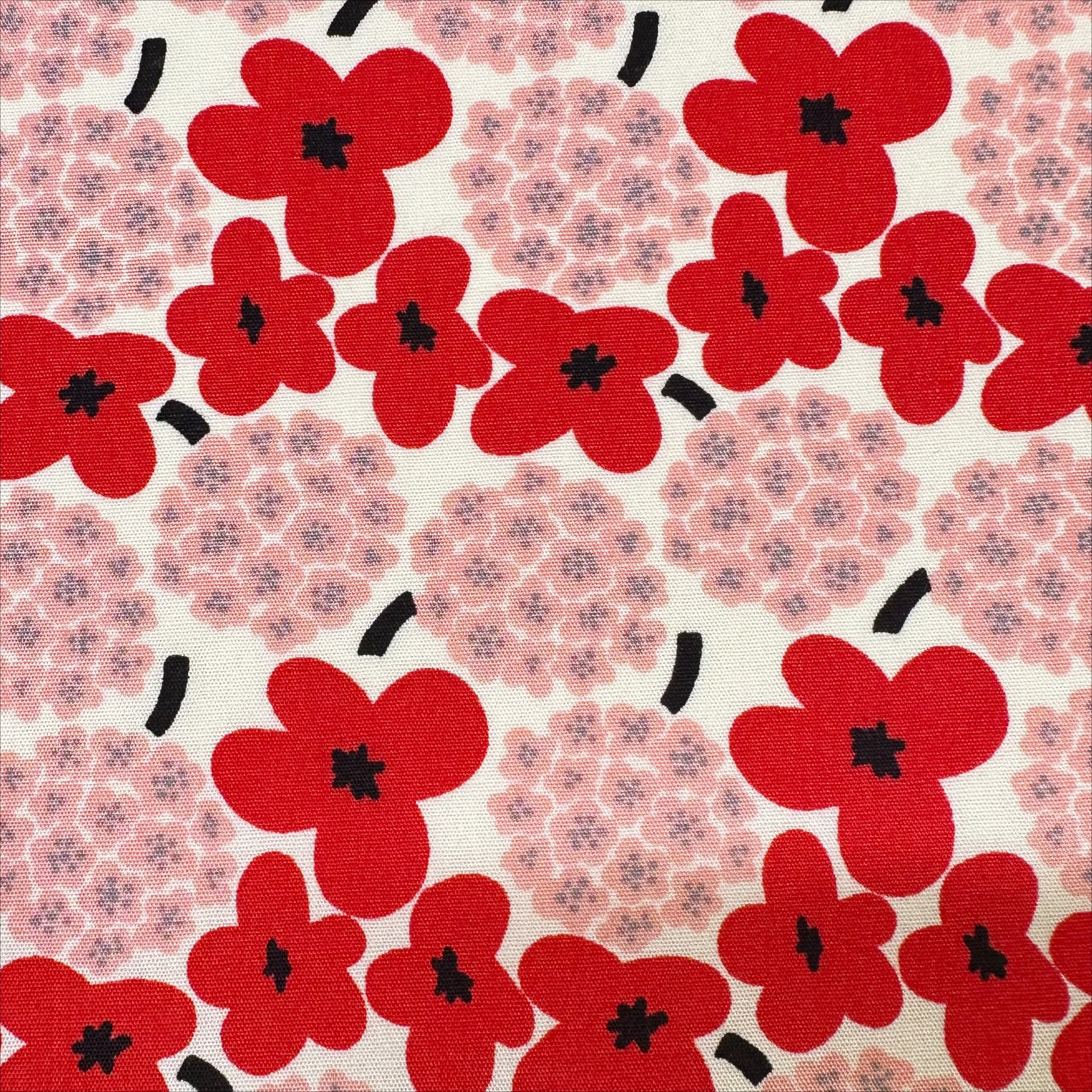 Medium Red and Pink Flowers Broadcloth Cotton Fabric by Cotton Kobayashi