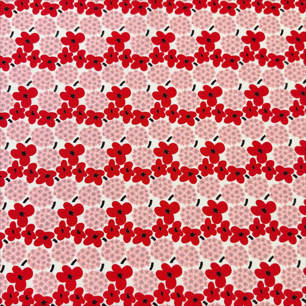 Medium Red and Pink Flowers Broadcloth Cotton Fabric by Cotton Kobayashi