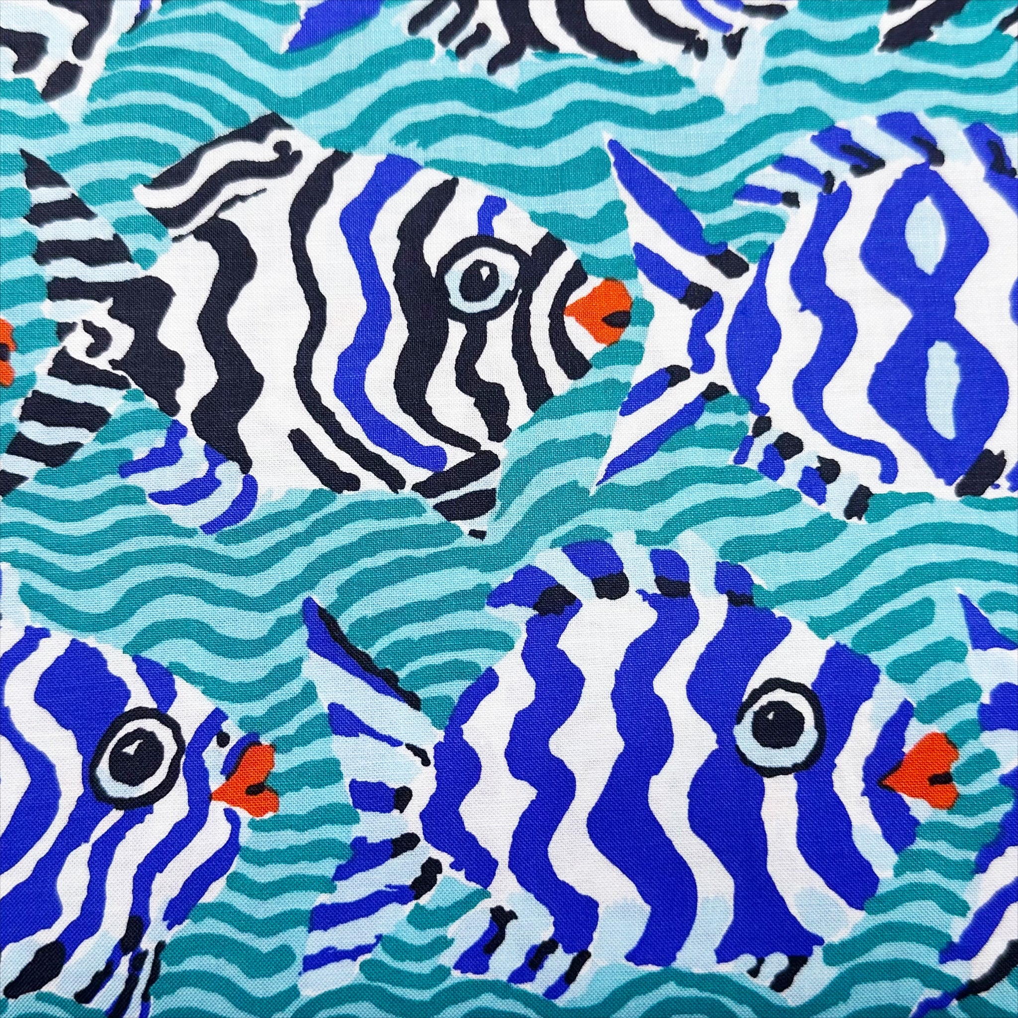 Minnows -Aqua Brandon Mably for Kaffe Fassett Cotton Fabric, Free Spirit Fabrics PWBM100.AQUA