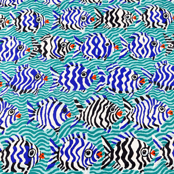 Minnows -Aqua Brandon Mably for Kaffe Fassett Cotton Fabric, Free Spirit Fabrics PWBM100.AQUA