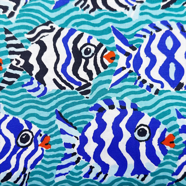 Minnows -Aqua Brandon Mably for Kaffe Fassett Cotton Fabric, Free Spirit Fabrics PWBM100.AQUA