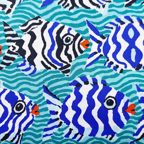 Minnows -Aqua Brandon Mably for Kaffe Fassett Cotton Fabric, Free Spirit Fabrics PWBM100.AQUA